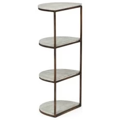 Greycliff Modern Glam Handcrafted Marble Half Round Etagere Bookcase -High End Kitchen 0521faff00385ec6 8966 w800 h800 b1 p0