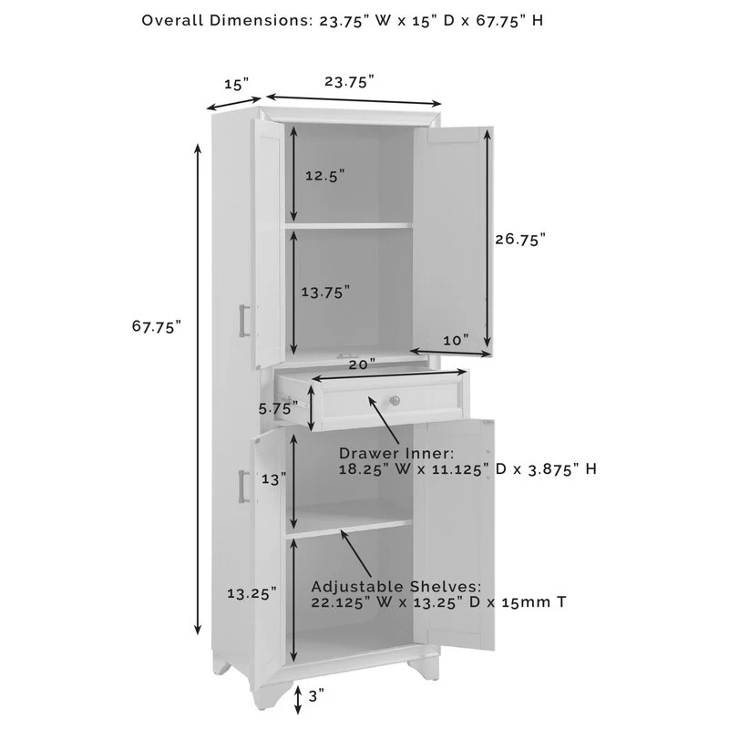 Crosley Tara 2-Piece Pantry Set, Distressed Gray 2 Pantries 7 Crosley Tara 2-Piece Pantry Set, Distressed Gray 2 Pantries - Image 7