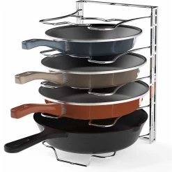 Kitchen Cabinet 5 Adjustable Compartments Pan And Pot Lid Organizer Rack Holder