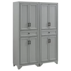 Crosley Tara 2-Piece Pantry Set, Distressed Gray 2 Pantries