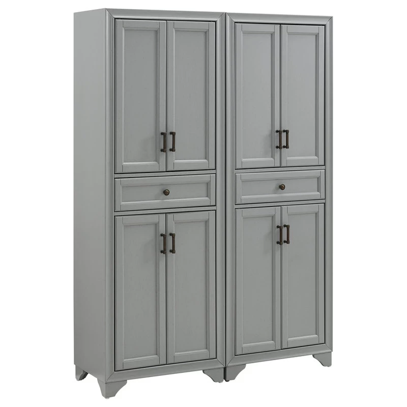 Crosley Tara 2-Piece Pantry Set, Distressed Gray 2 Pantries 1 Crosley Tara 2-Piece Pantry Set, Distressed Gray 2 Pantries