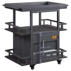 ACME Cargo Serving Cart, Antique Walnut & Gunmetal