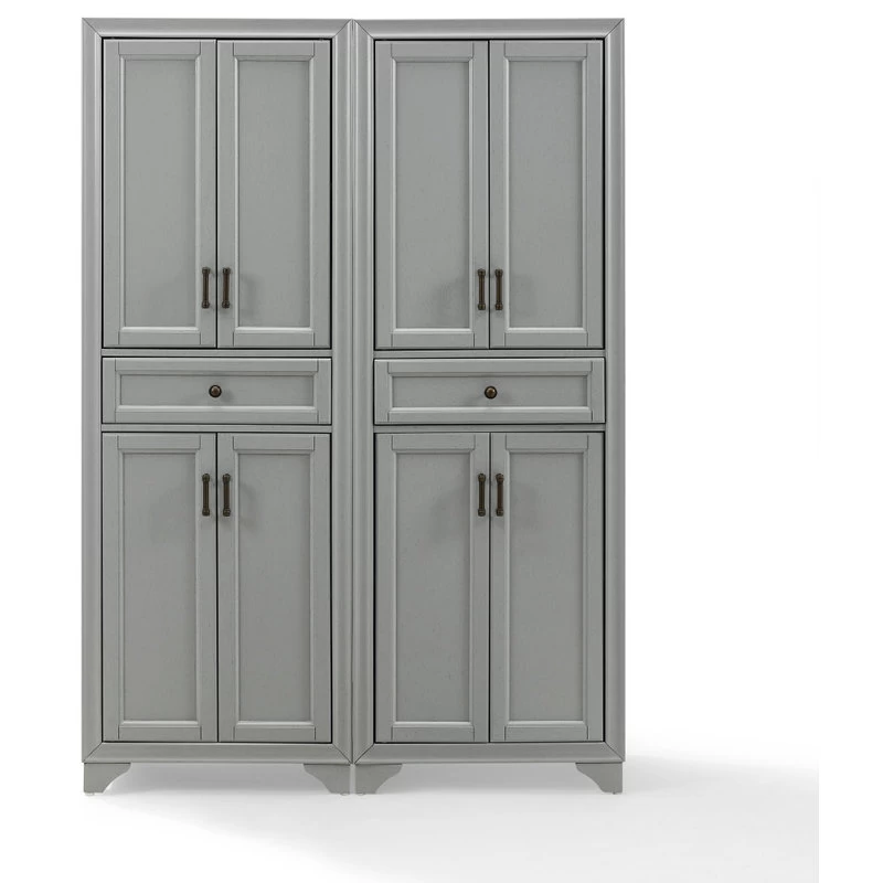 Crosley Tara 2-Piece Pantry Set, Distressed Gray 2 Pantries 3 Crosley Tara 2-Piece Pantry Set, Distressed Gray 2 Pantries - Image 3