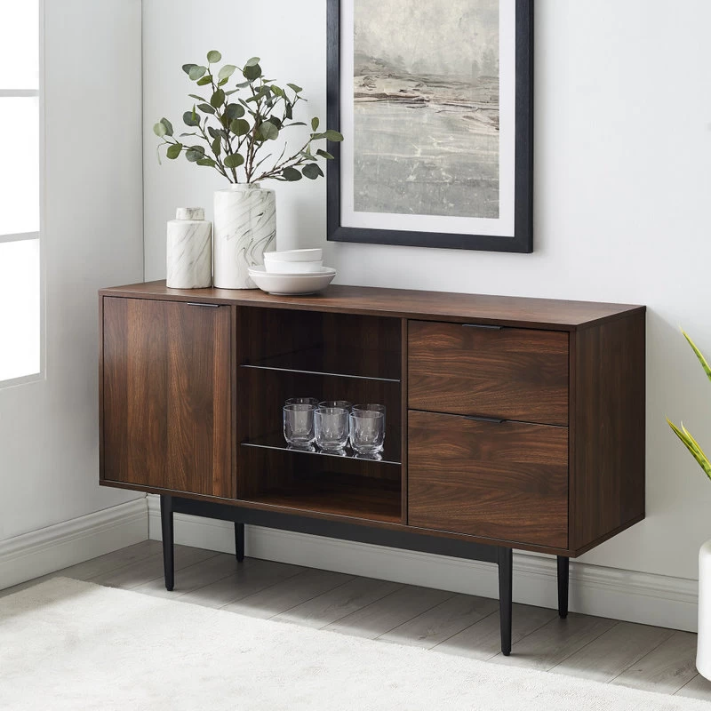 Walker Edison 52 Modern 2-Drawer Lifted Sideboard - Dark Walnut 5 Walker Edison 52 Modern 2-Drawer Lifted Sideboard - Dark Walnut - Image 5