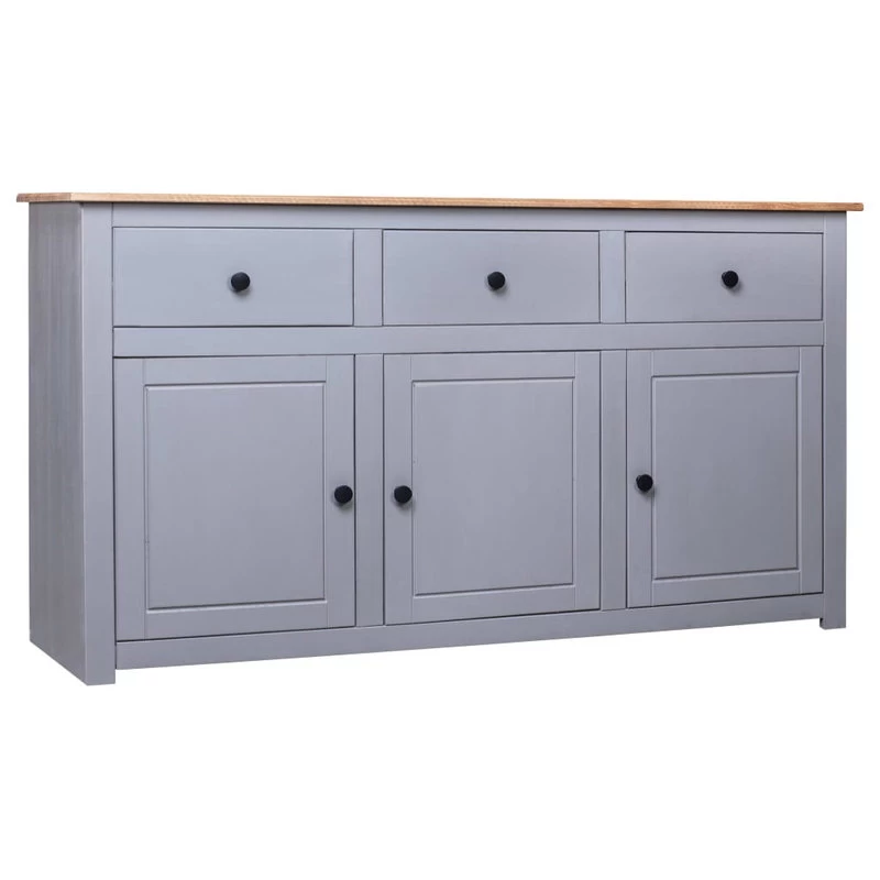 VidaXL Solid Wood Pine Sideboard Gray Panama Range Storage Cabinet Furniture 1 VidaXL Solid Wood Pine Sideboard Gray Panama Range Storage Cabinet Furniture
