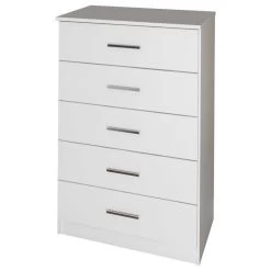 100% Solid Wood Metro 5-Drawer Chest, White