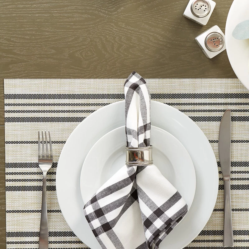 Black Farmhouse Stripe Pvc Woven Placemat Set Of 6 4 Black Farmhouse Stripe Pvc Woven Placemat Set Of 6 - Image 4