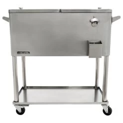 Patio Cooler, Stainless, 80 Qt.