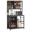 Tribesigns Bakers Rack Hutch, Kitchen Rack With Wine Cabinet And Glass Holder