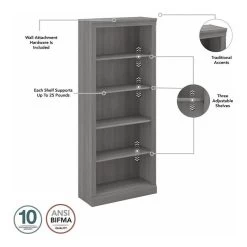 Saratoga Tall 5 Shelf Bookcase - Set Of 2 In Modern Gray - Engineered Wood -High End Kitchen 1b21a2a20fc1f74b 5295 w800 h800 b1 p0