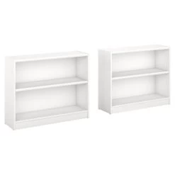 Bush Furniture Universal 2 Shelf Bookcase In Pure White (Set Of 2)