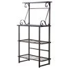 Kalamazoo 4 Tier Free Standing Kitchen Bakers Rack, Pewter Metal/Black Wood