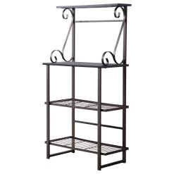 Kalamazoo 4 Tier Free Standing Kitchen Bakers Rack, Pewter Metal/Black Wood