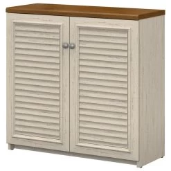 Fairview Small Storage Cabinet With Doors In Antique White - Engineered Wood