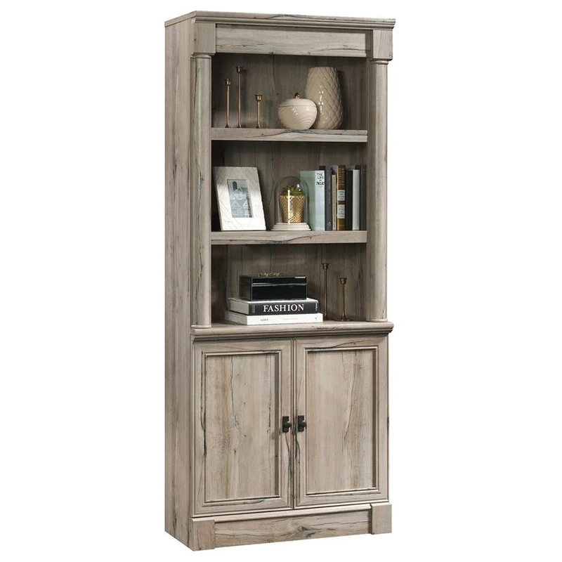 Sauder Palladia Engineered Wood And Metal 3-Shelf Bookcase In Split Oak 2 Sauder Palladia Engineered Wood And Metal 3-Shelf Bookcase In Split Oak - Image 2