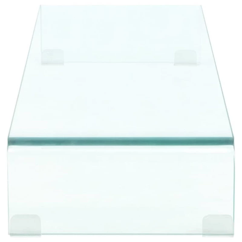 VidaXL TV Stand Monitor Riser Clear Glass 35.4" Computer LCD Desktop Shelf 3 VidaXL TV Stand Monitor Riser Clear Glass 35.4" Computer LCD Desktop Shelf - Image 3