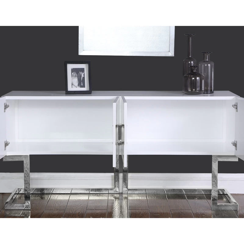 Beth Sideboard/Buffet, White, Chrome Base/Handles 4 Beth Sideboard/Buffet, White, Chrome Base/Handles - Image 4