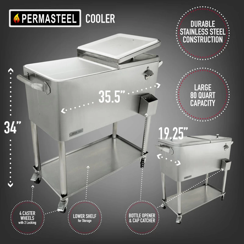 Patio Cooler, Stainless, 80 Qt. 4 Patio Cooler, Stainless, 80 Qt. - Image 4