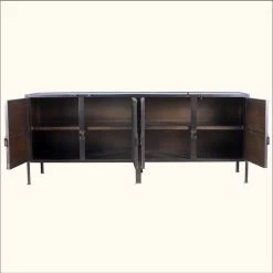 Industrial Black And Brown Iron 4 Door Large Sideboard Cabinet -High End Kitchen 2d8116b70c62fb7a 0865 w800 h800 b0 p0