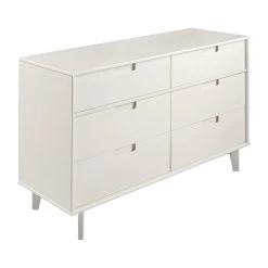 Walker Edison 6-Drawer Groove Handle Wood Dresser - White