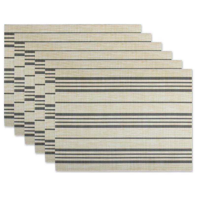 Black Farmhouse Stripe Pvc Woven Placemat Set Of 6 1 Black Farmhouse Stripe Pvc Woven Placemat Set Of 6
