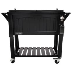 Permasteel 80 Quart Portable Rolling Patio Cooler, Black