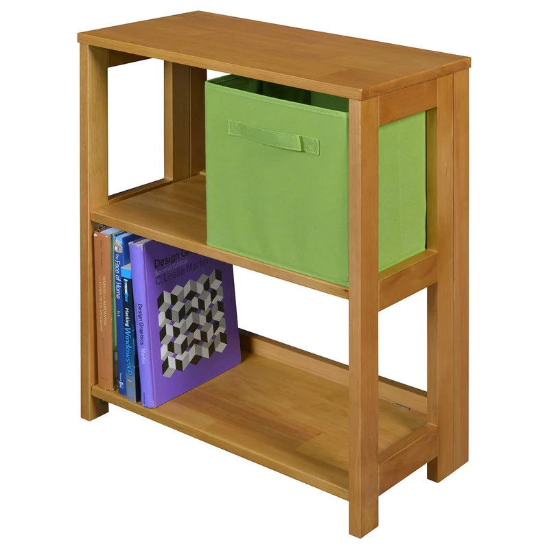 Flip Flop 29" High Deskside Folding Bookcase, Medium Oak 2 Flip Flop 29" High Deskside Folding Bookcase, Medium Oak - Image 2