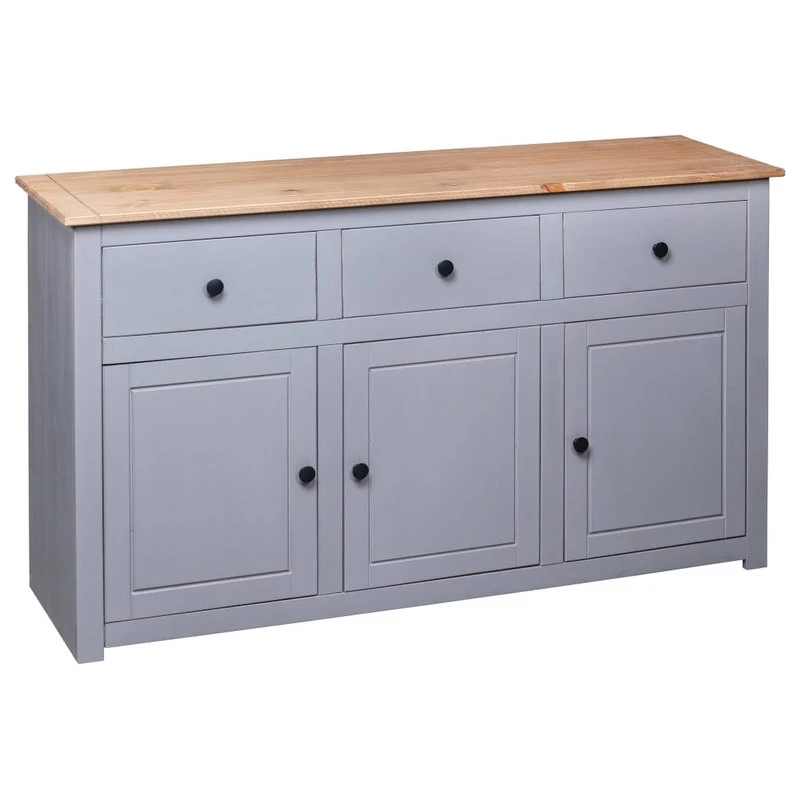 VidaXL Solid Wood Pine Sideboard Gray Panama Range Storage Cabinet Furniture 5 VidaXL Solid Wood Pine Sideboard Gray Panama Range Storage Cabinet Furniture - Image 5