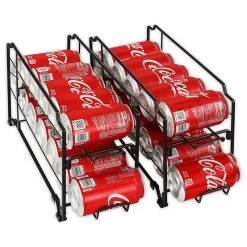 Simple Stackable Front Loading Beverage Can Dispenser Rack, Set Of 2