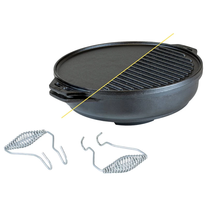 Lodge Cast Iron 14 Inch Cook-It-All Set With Bail Hooks 1 Lodge Cast Iron 14 Inch Cook-It-All Set With Bail Hooks