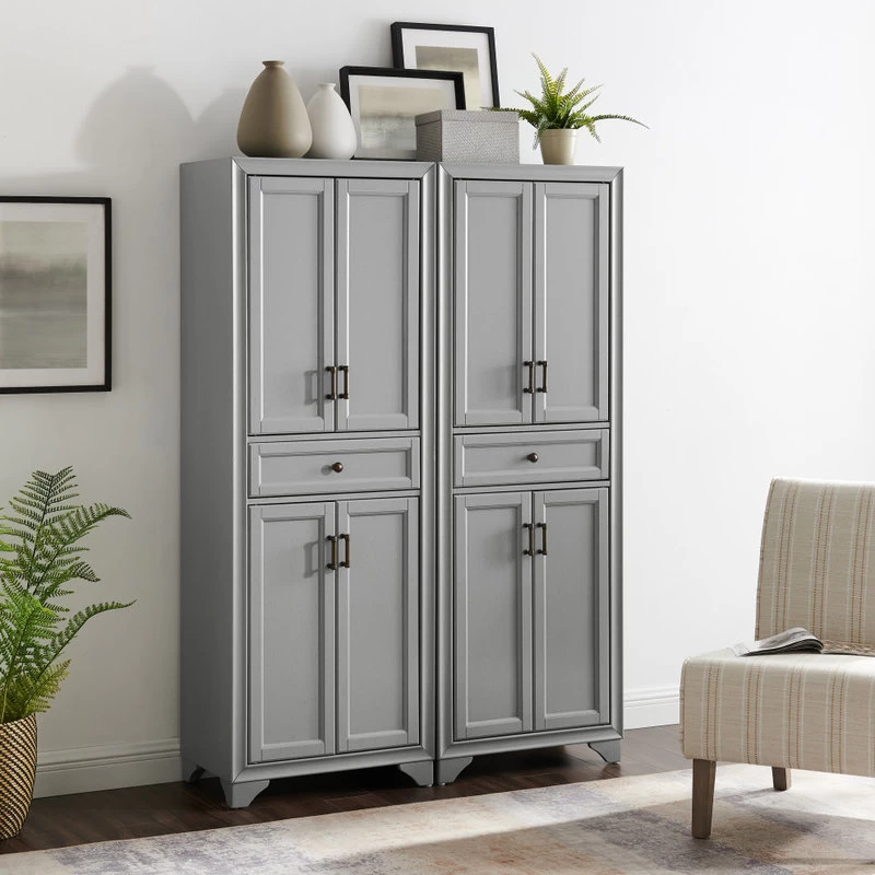 Crosley Tara 2-Piece Pantry Set, Distressed Gray 2 Pantries 8 Crosley Tara 2-Piece Pantry Set, Distressed Gray 2 Pantries - Image 8