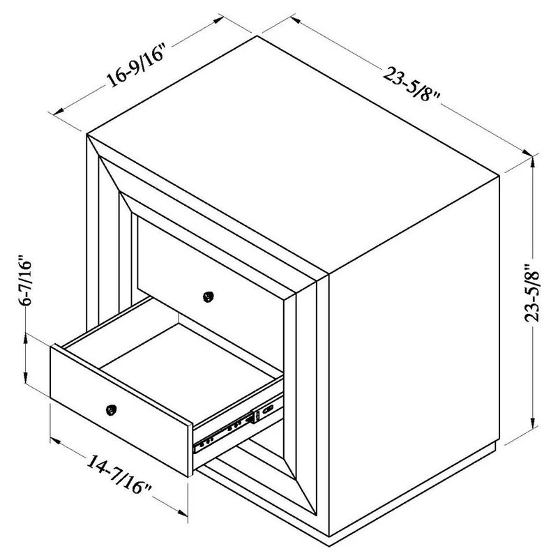 Modern Malibu Side Table Clear Smoked Black Mirrored Finish 2 Drawers 5 Modern Malibu Side Table Clear Smoked Black Mirrored Finish 2 Drawers - Image 5