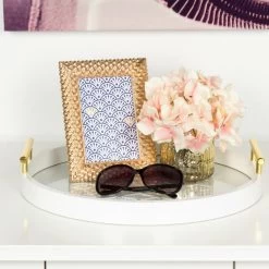 Caspen Round Decorative Tray, White 15.5" Diameter -High End Kitchen 37d1e6d608c32ca3 0198 w800 h800 b0 p0