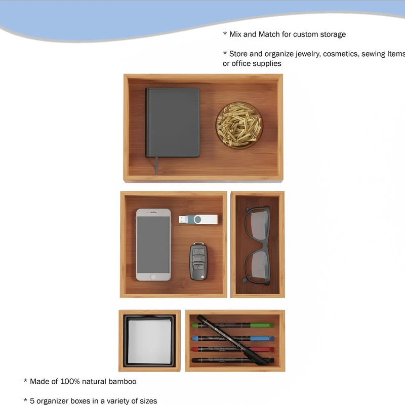 Lavish Home 5 Compartment Bamboo Modular Tray Drawer Divider 4 Lavish Home 5 Compartment Bamboo Modular Tray Drawer Divider - Image 4