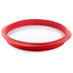 Lekue Red Silicone Quiche Pan With Ceramic Plate, 11 Inch