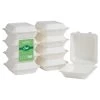 Oak PLUS Sugarcane Clamshell Containers, 300 Pack, White, 8.66"lx7.95"w, 1000ml
