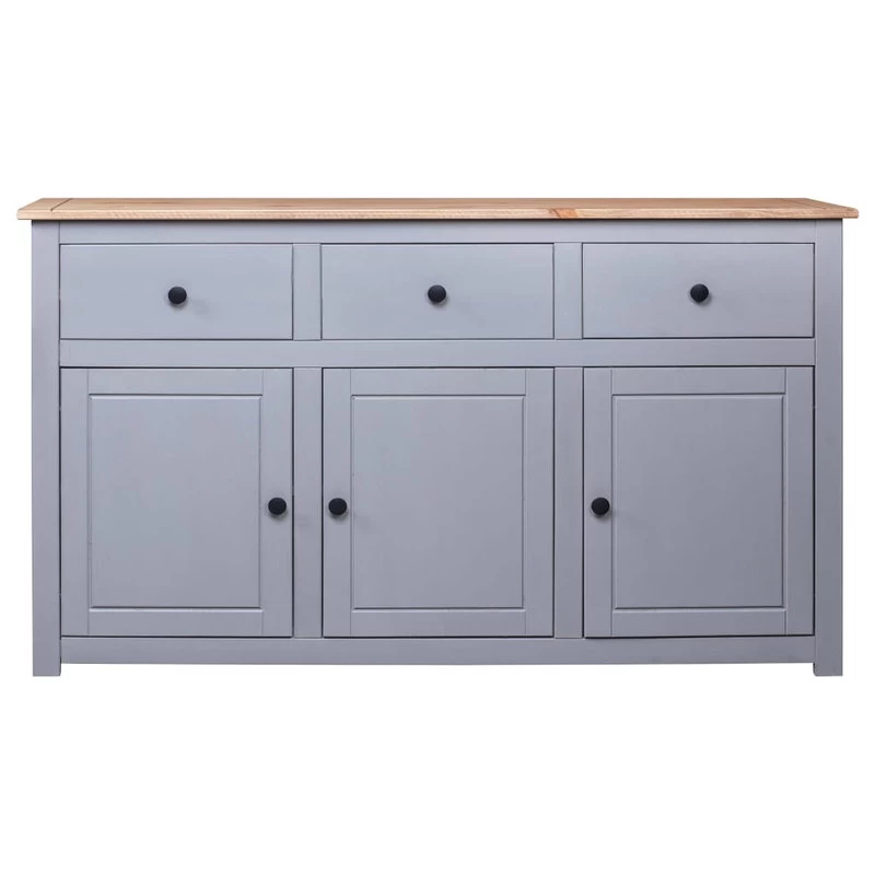 VidaXL Solid Wood Pine Sideboard Gray Panama Range Storage Cabinet Furniture 2 VidaXL Solid Wood Pine Sideboard Gray Panama Range Storage Cabinet Furniture - Image 2