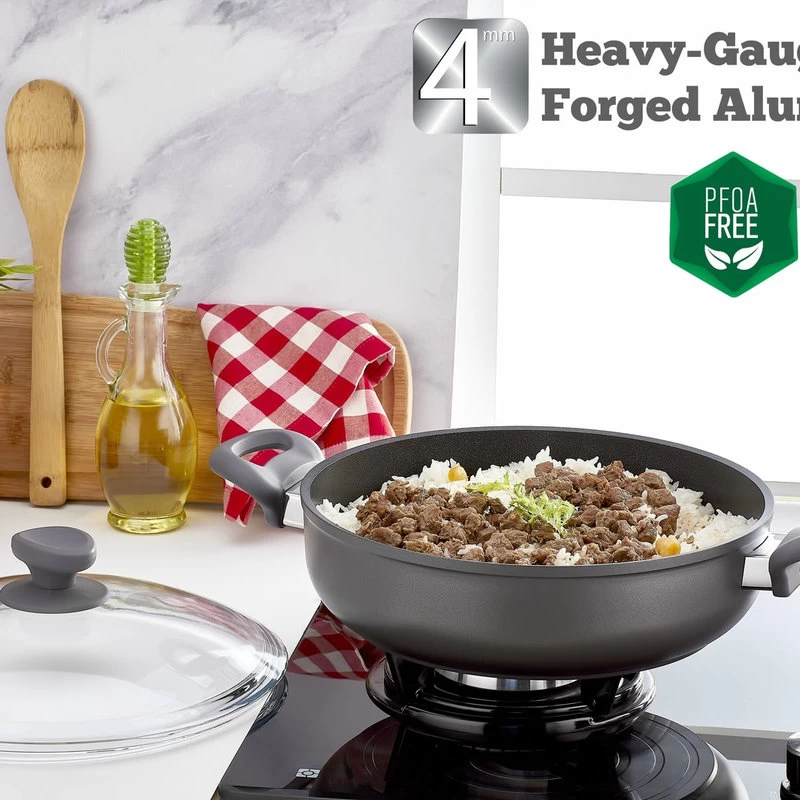 Saflon Titanium Nonstick Saute Use Pot With Glass Lid, PFOA Free, 5-Quart 2 Saflon Titanium Nonstick Saute Use Pot With Glass Lid, PFOA Free, 5-Quart - Image 2