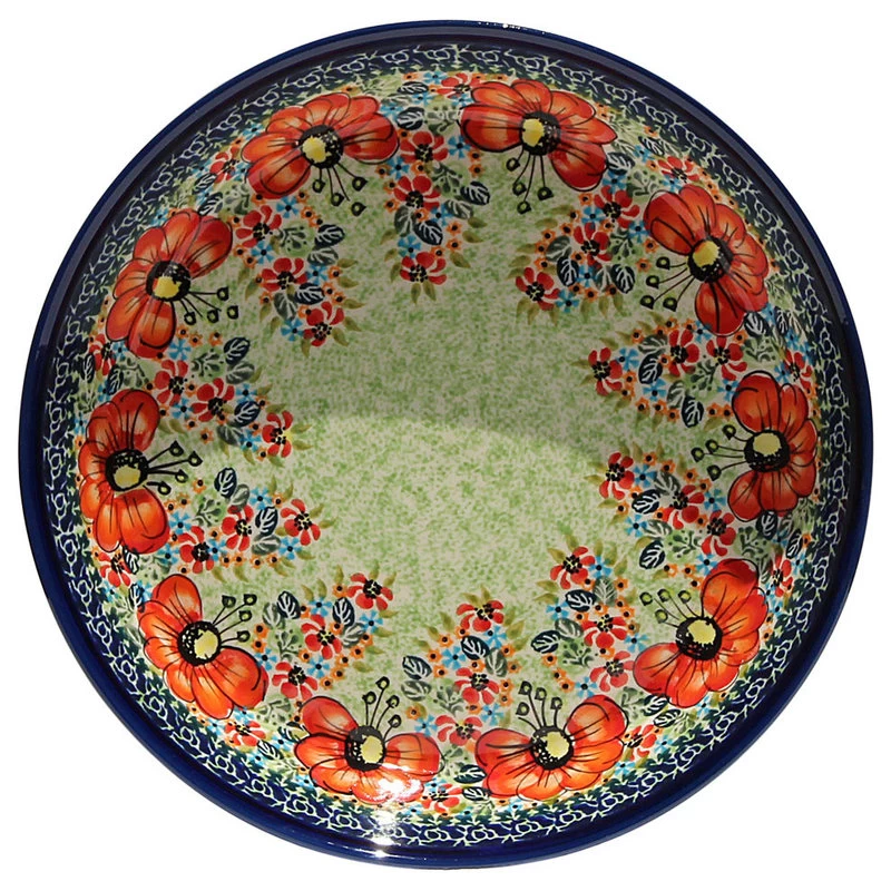 Polish Pottery Dish Pie Plate, Pattern Number: 296ar 2 Polish Pottery Dish Pie Plate, Pattern Number: 296ar - Image 2