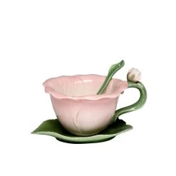 Hibiscus 2-Piece Cup And Saucer Set With Spoon