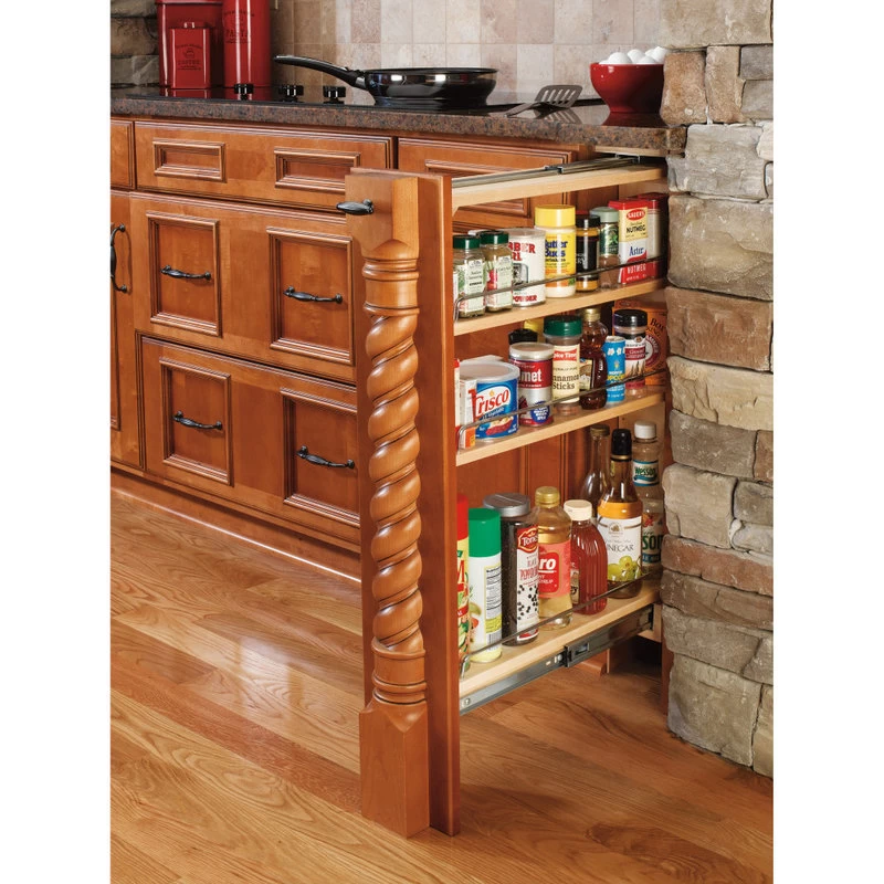 Wood Base Filler Pull Out Organizer For New Kitchen Applications, 9" 5 Wood Base Filler Pull Out Organizer For New Kitchen Applications, 9" - Image 5