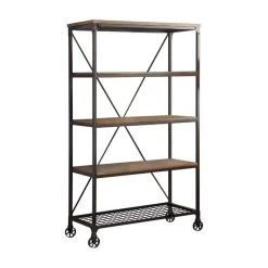 Lexicon Millwood 40" 5 Shelf Metal Bookcase In Pine