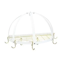 Rogar KD Half Dome Pot Rack With Grid, White And Brass
