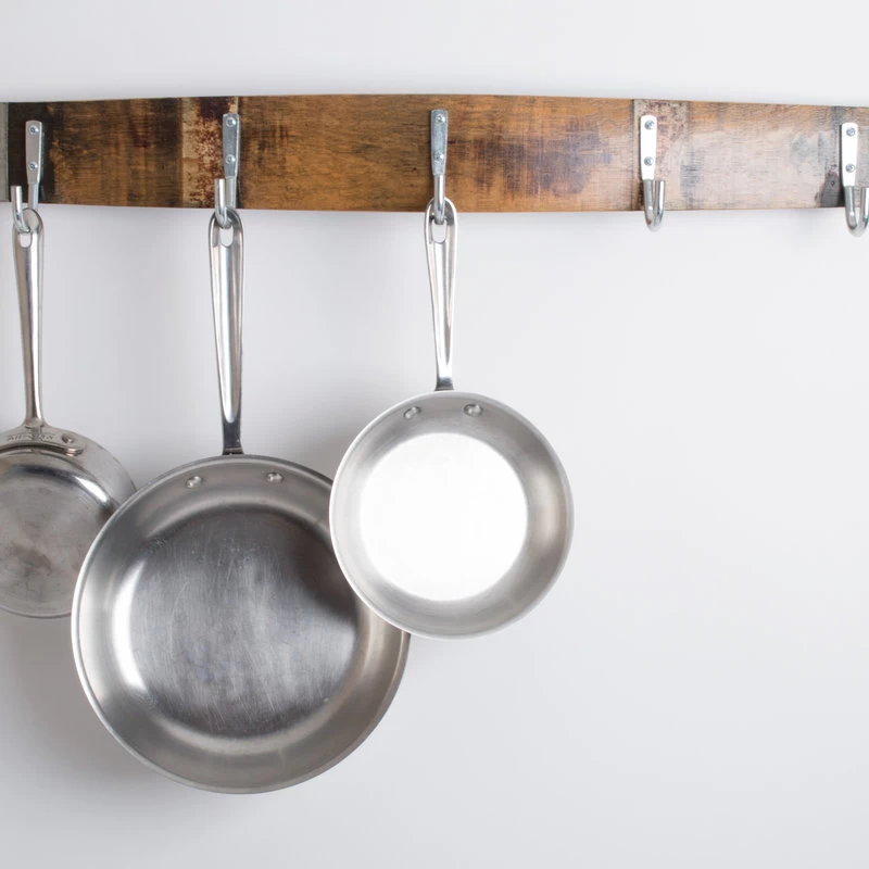 Banded Barrel Stave Pot Rack, Rustic Dark Walnut Finish 2 Banded Barrel Stave Pot Rack, Rustic Dark Walnut Finish - Image 2