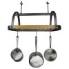 Enclume Handcrafted Decor Oval Ceiling Pot Rack With Alder Shelf, Hammered Steel