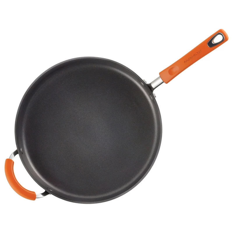 Hard-Anodized Ii Nonstick 14" Skillet, Helper Handle, Gray, Orange Handle 2 Hard-Anodized Ii Nonstick 14" Skillet, Helper Handle, Gray, Orange Handle - Image 2