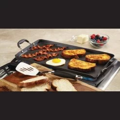 Hard-Anodized Nonstick 18"x10" Double Burner Griddle, Mini Turner, Gray -High End Kitchen 53c1e39b06c35662 8108 w800 h800 b0 p0
