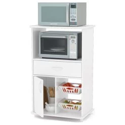 Boahaus Grenoble 1-Drawer Modern Wood Kitchen Storage Cabinet In White