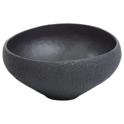 Matana Sand Organic Tall Black Ceramic Bowl, 9.75" Diameter