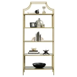 Sauder International Lux Metal 5 Shelf Bookcase In Satin Gold Finish -High End Kitchen 5c719f6a0f152392 5312 w800 h800 b1 p0